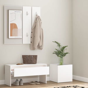 vidaXL Hall Tree Set White Engineered Wood