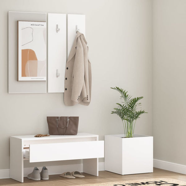 vidaXL Hall Tree Set White Engineered Wood