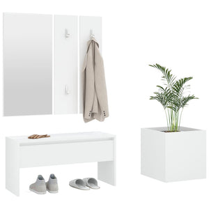 vidaXL Hall Tree Set White Engineered Wood