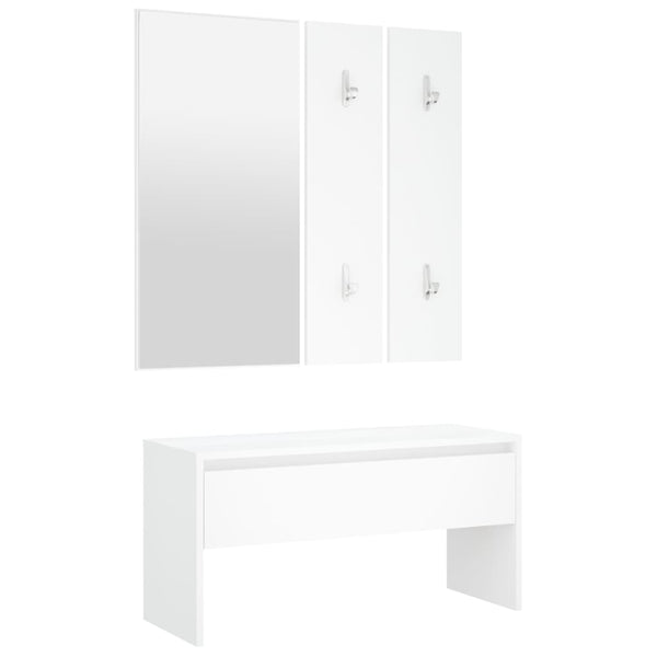 vidaXL Hall Tree Set White Engineered Wood