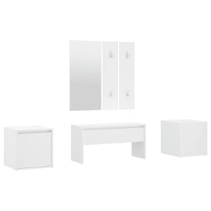 vidaXL Hall Tree Set White Engineered Wood