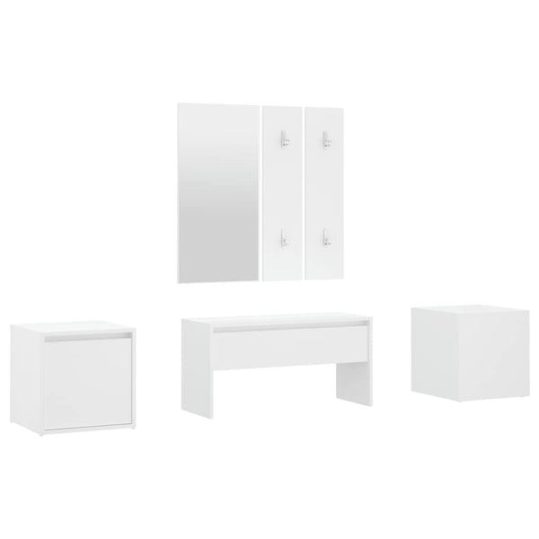 vidaXL Hall Tree Set White Engineered Wood
