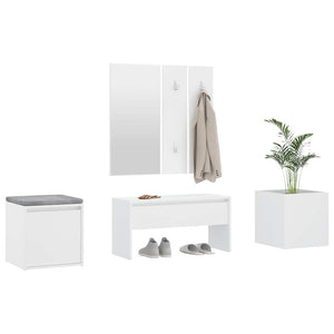 vidaXL Hall Tree Set White Engineered Wood