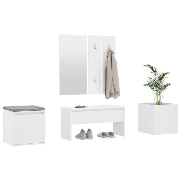 vidaXL Hall Tree Set White Engineered Wood