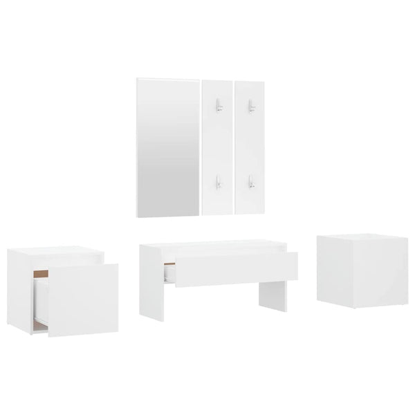 vidaXL Hall Tree Set White Engineered Wood