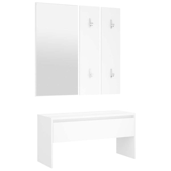vidaXL Hall Tree Set White Engineered Wood