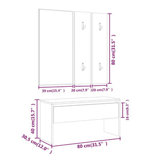 vidaXL Hall Tree Set White Engineered Wood