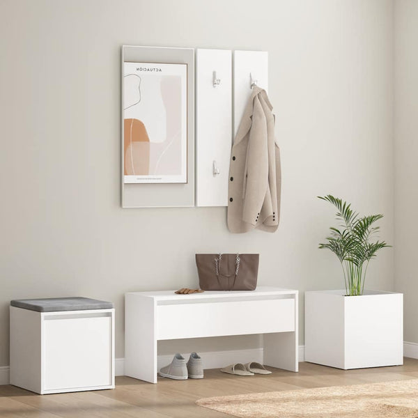 vidaXL Hall Tree Set White Engineered Wood