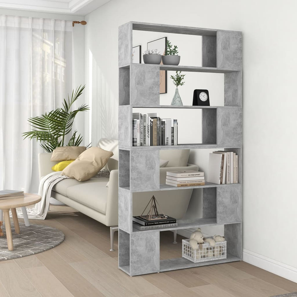 vidaXL Bookcase Room Divider Concrete Grey 100x24x188 cm