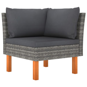 vidaXL 10-Piece Garden Lounge Set Poly Rattan and Eucalyptus Wood Grey