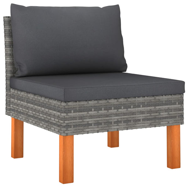 vidaXL 10-Piece Garden Lounge Set Poly Rattan and Eucalyptus Wood Grey