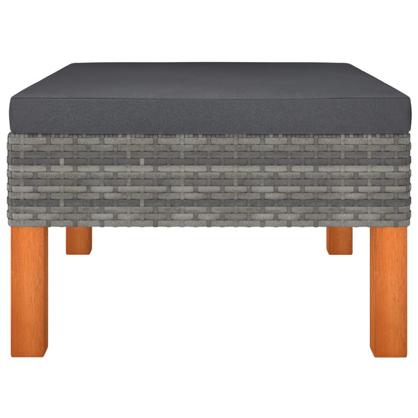 vidaXL 10-Piece Garden Lounge Set Poly Rattan and Eucalyptus Wood Grey