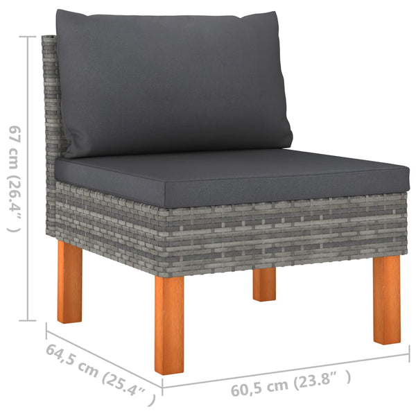 vidaXL 10-Piece Garden Lounge Set Poly Rattan and Eucalyptus Wood Grey