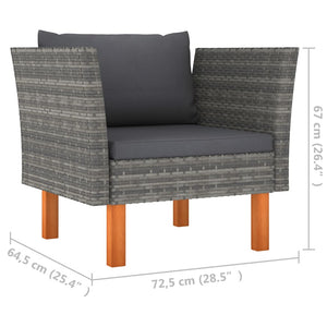 vidaXL 10-Piece Garden Lounge Set Poly Rattan and Eucalyptus Wood Grey