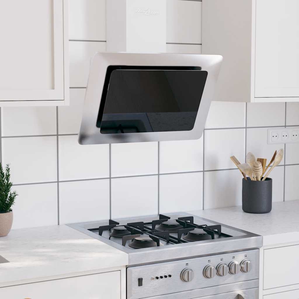 vidaXL Range Hood 60 cm Stainless Steel and Tempered Glass Silver