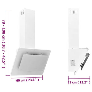vidaXL 60 cm Stainless Steel and Tempered Glass Cooker Hood White