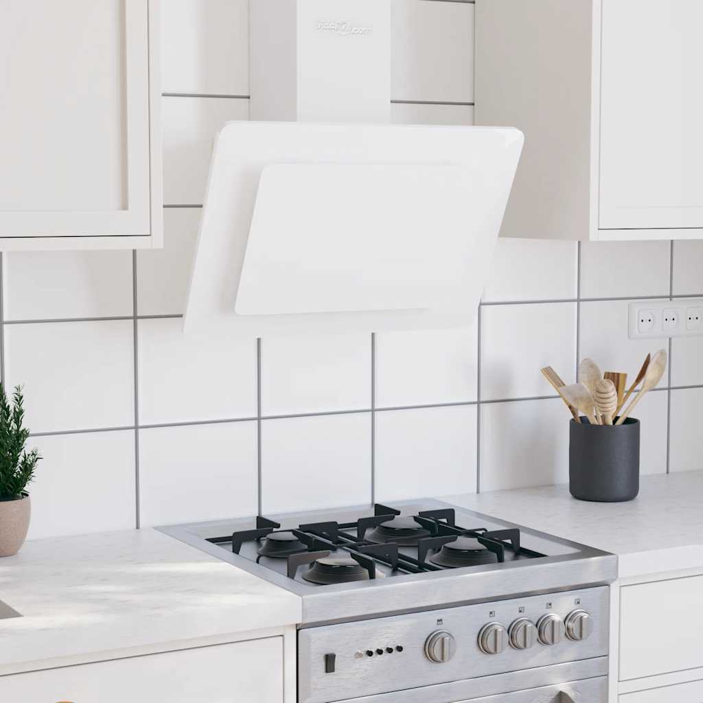 vidaXL 60 cm Stainless Steel and Tempered Glass Cooker Hood White