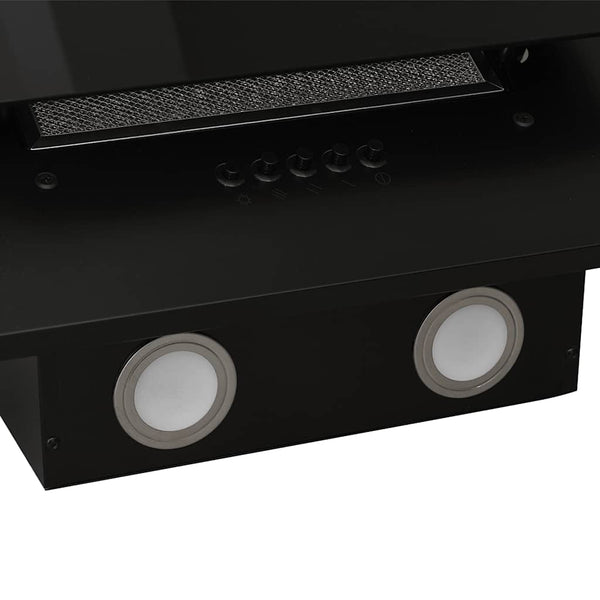vidaXL Range Hood 90 cm Stainless Steel and Tempered Glass Black