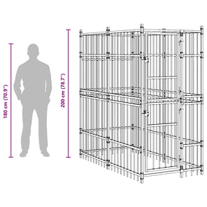 vidaXL Outdoor Dog Kennel Steel 1.84 m²