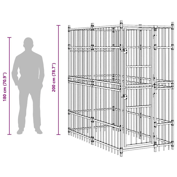 vidaXL Outdoor Dog Kennel Steel 1.84 m²