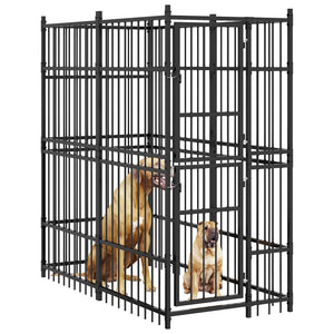 vidaXL Outdoor Dog Kennel Steel 1.84 m²