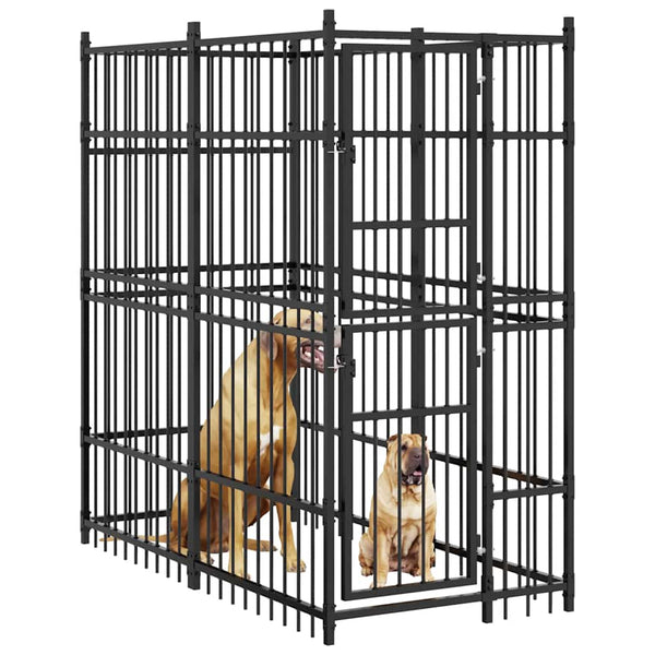 vidaXL Outdoor Dog Kennel Steel 1.84 m²