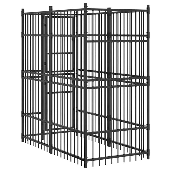 vidaXL Outdoor Dog Kennel Steel 1.84 m²