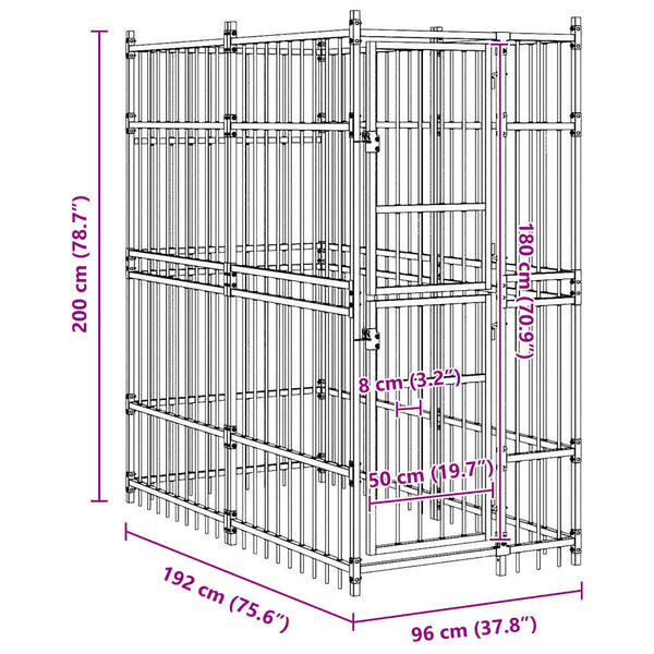 vidaXL Outdoor Dog Kennel Steel 1.84 m²
