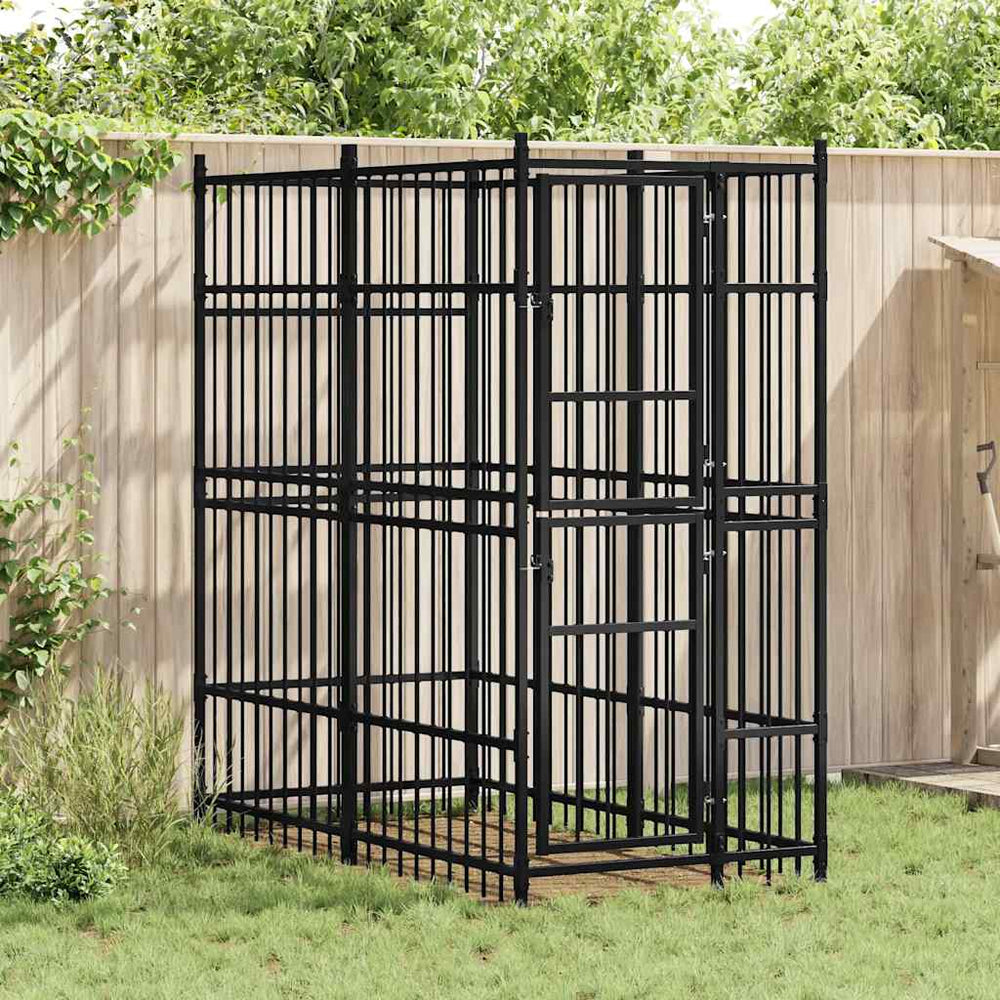 vidaXL Outdoor Dog Kennel Steel 1.84 m²