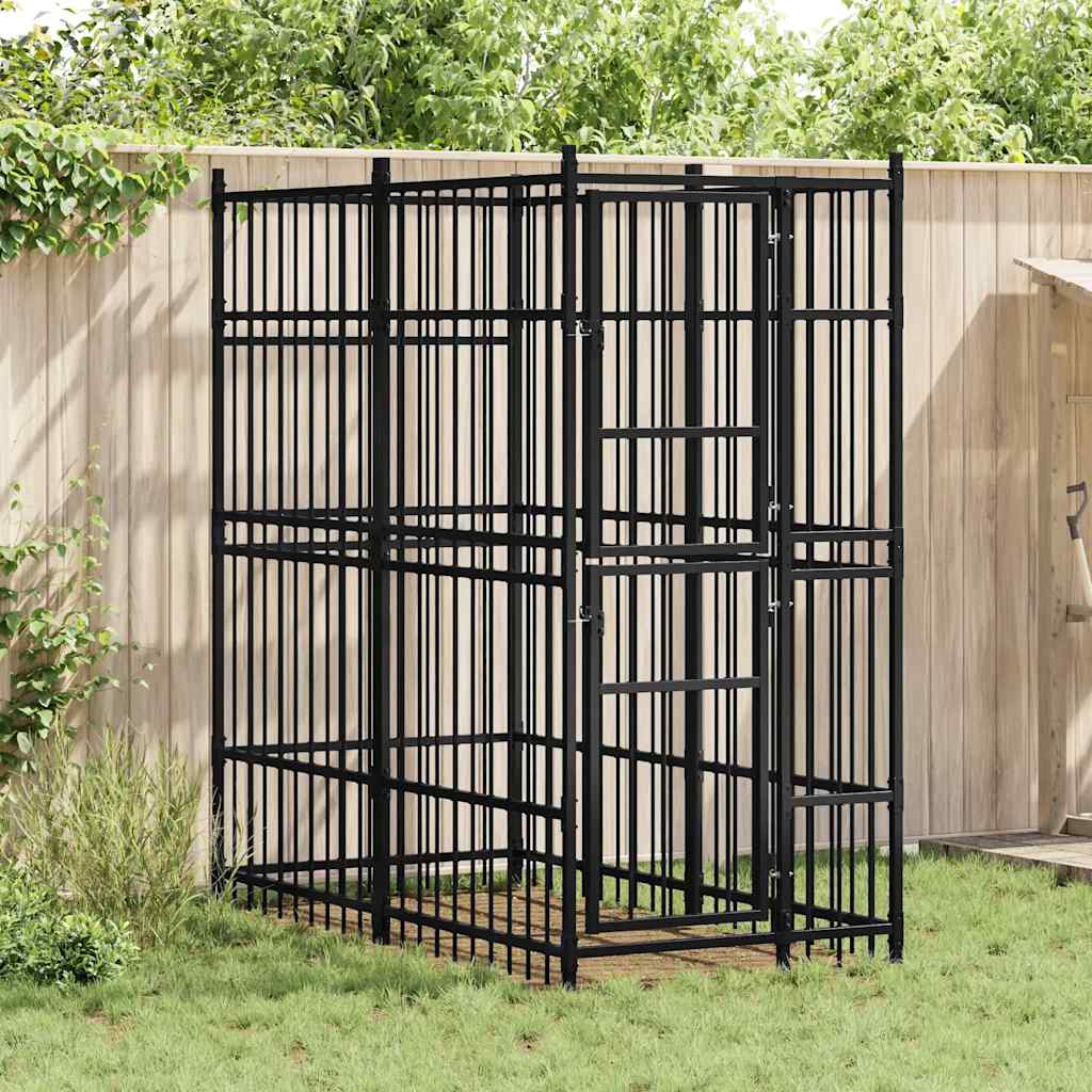 vidaXL Outdoor Dog Kennel Steel 1.84 m²