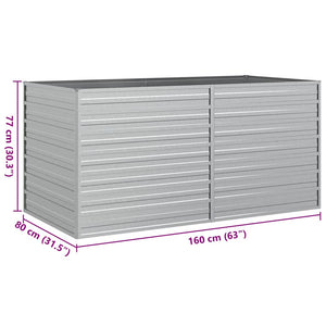 vidaXL Garden Raised Bed 160x80x77 cm Galvanized Steel Silver