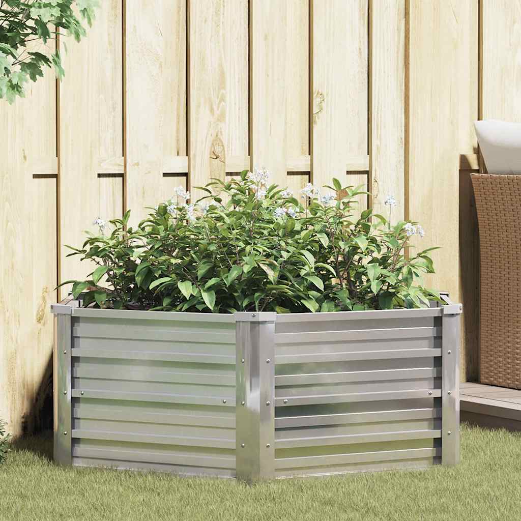 vidaXL Raised Garden Bed 129x45 cm Galvanized Steel Silver