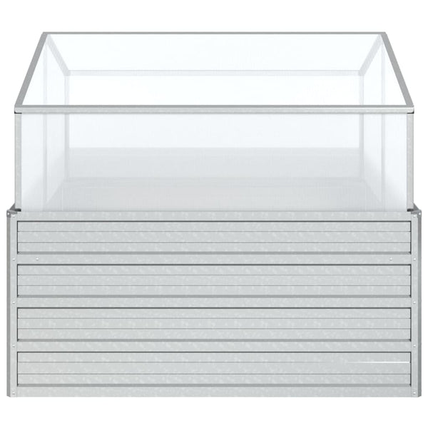 vidaXL Raised Garden Bed with Greenhouse 100x100x85 cm Silver