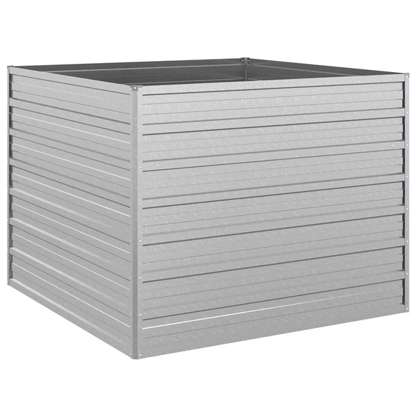 vidaXL Raised Garden Bed 100x100x77 cm Galvanized Steel Silver