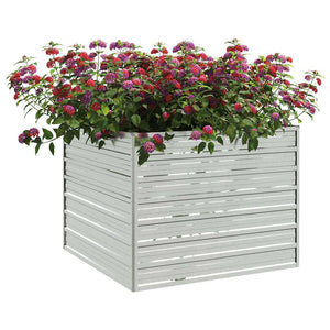 vidaXL Raised Garden Bed 100x100x77 cm Galvanized Steel Silver
