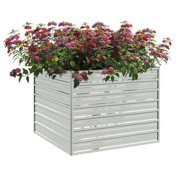 vidaXL Raised Garden Bed 100x100x77 cm Galvanized Steel Silver