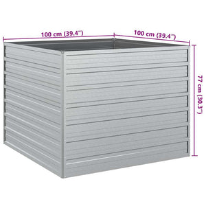 vidaXL Raised Garden Bed 100x100x77 cm Galvanized Steel Silver