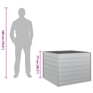 vidaXL Raised Garden Bed 100x100x77 cm Galvanized Steel Silver