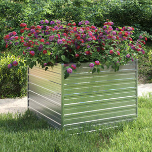 vidaXL Raised Garden Bed 100x100x77 cm Galvanized Steel Silver