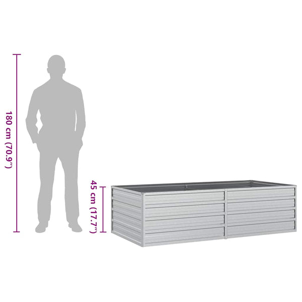 vidaXL Raised Garden Bed 160x80x45 cm Galvanized Steel Silver