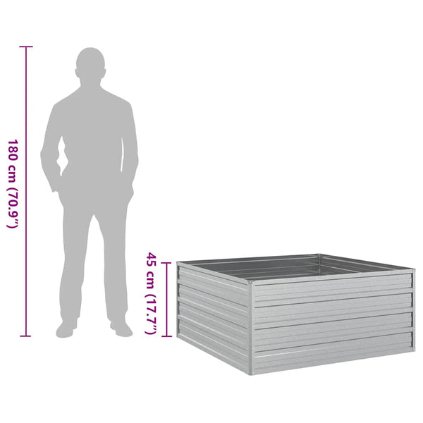 vidaXL Galvanized Steel Raised Garden Bed 100x100x45 cm Silver