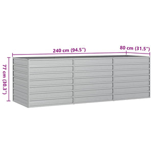 vidaXL Raised Garden Bed 240x80x77 cm Galvanized Steel Silver