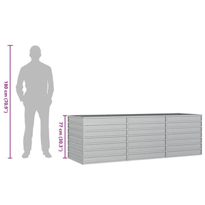vidaXL Raised Garden Bed 240x80x77 cm Galvanized Steel Silver