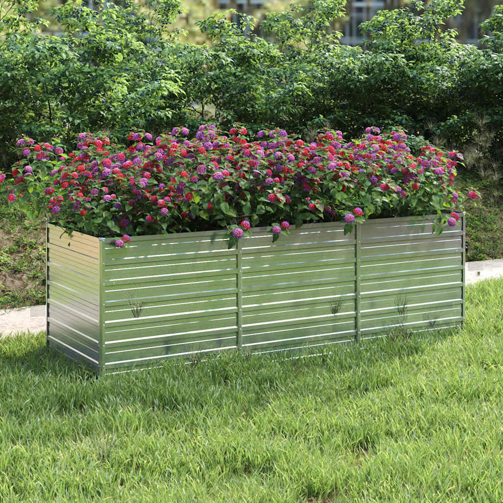 vidaXL Raised Garden Bed 240x80x77 cm Galvanized Steel Silver