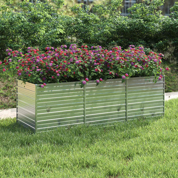 vidaXL Raised Garden Bed 240x80x77 cm Galvanized Steel Silver