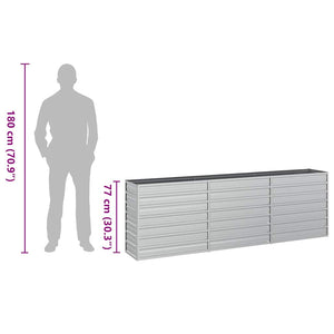 vidaXL Garden Raised Bed 240x40x77 cm Galvanized Steel Silver