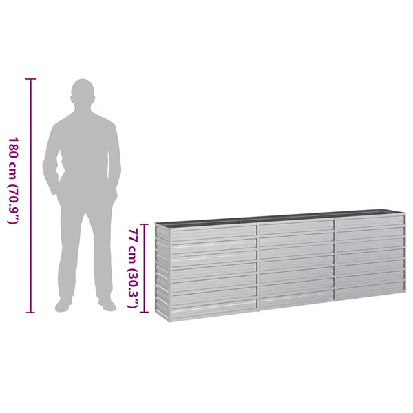 vidaXL Garden Raised Bed 240x40x77 cm Galvanized Steel Silver