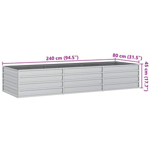vidaXL Raised Garden Bed 240x80x45 cm Galvanized Steel Silver