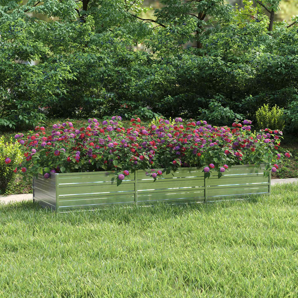 vidaXL Raised Garden Bed 240x80x45 cm Galvanized Steel Silver