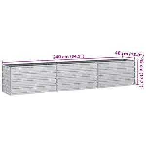 vidaXL Galvanized Steel Raised Garden Bed 240x40x45 cm Silver